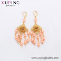 29003 Xuping indiano borlas de jóias de ouro projeto pérola rosa projeto da flor brincos de gota de ouro
